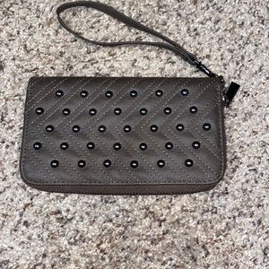 Dark gray studded clutch